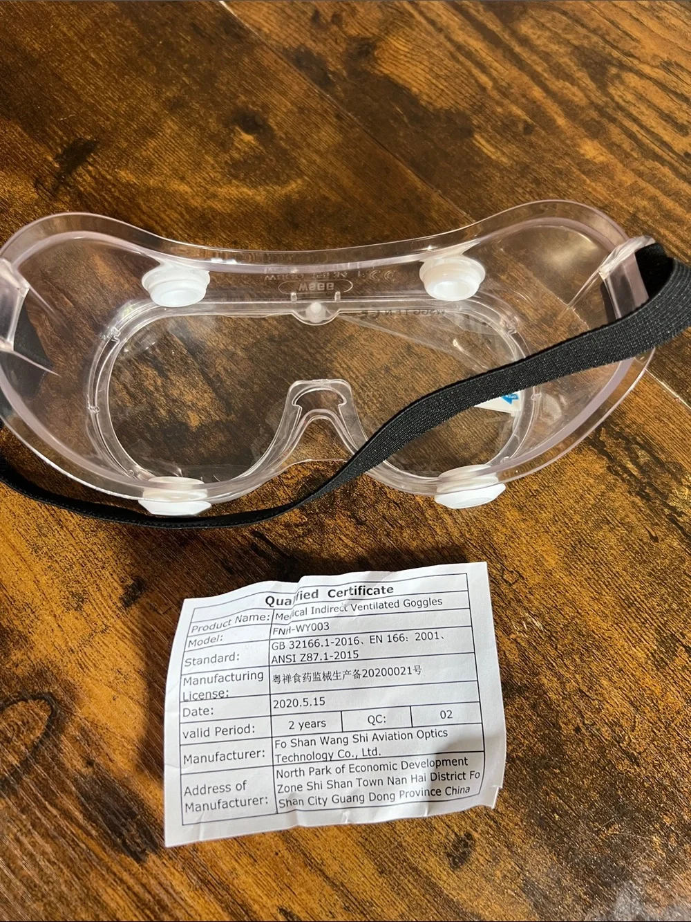 Clear Safety Goggles with Black Elastic Strap - Protective Eye Shield